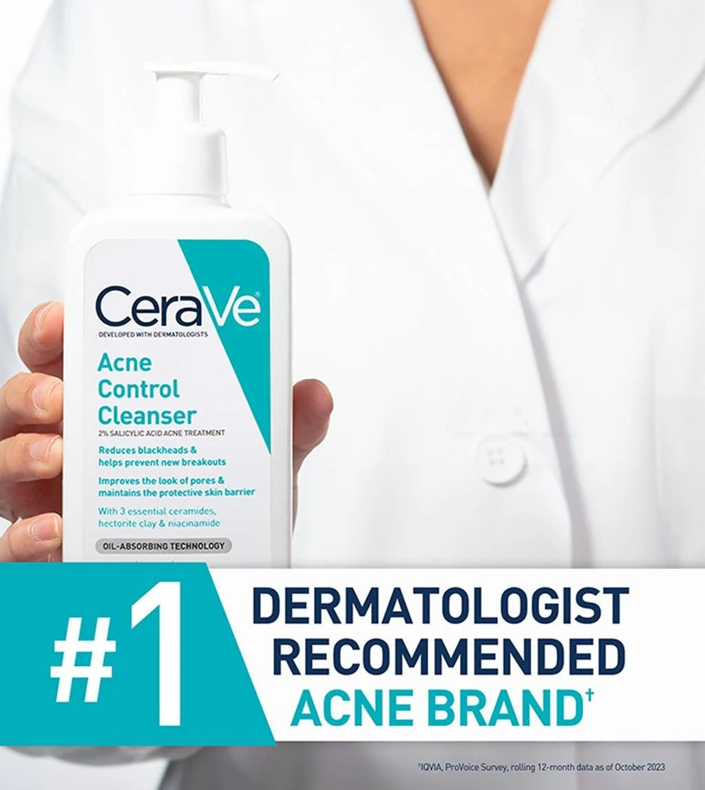 CeraVe Acne Control Cleanser – 2% Salicylic Acid Acne Face Wash