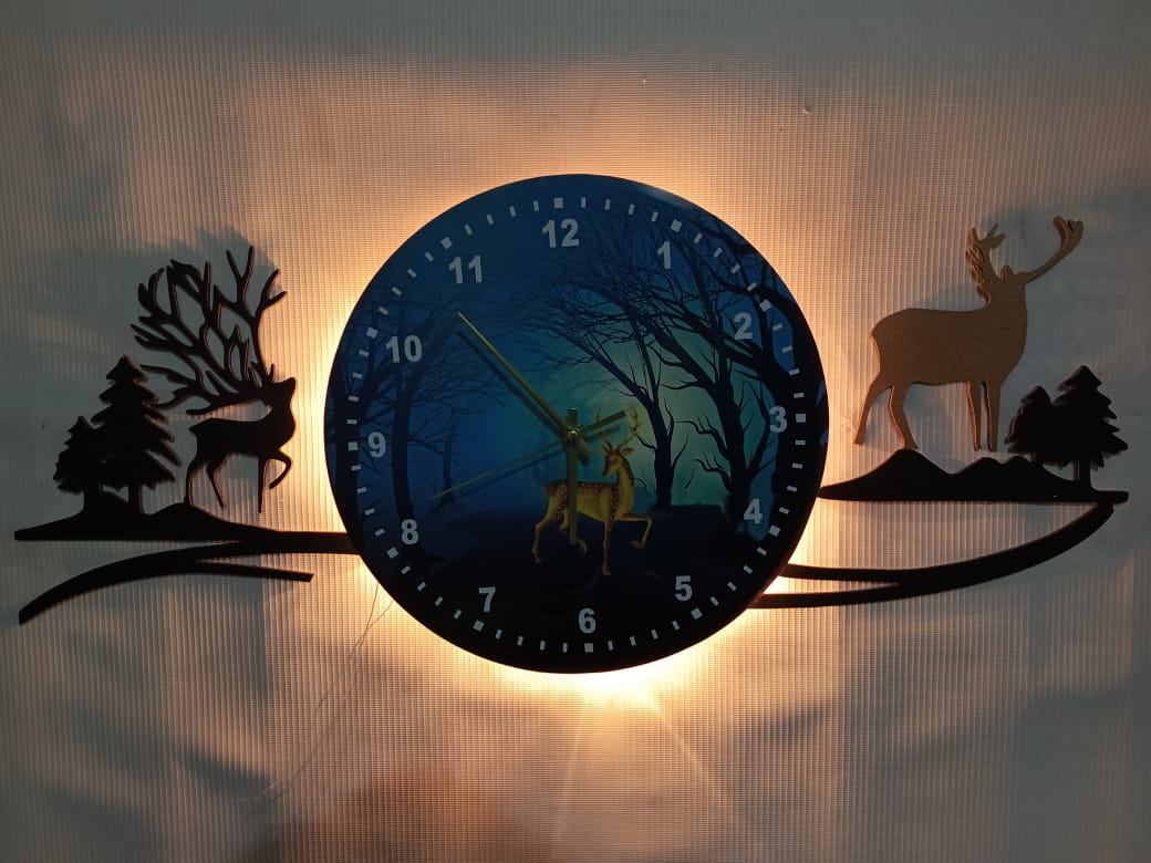 Forest Figure Deer 3D Wood Wall Clock – Elegant Nature-Inspired Home Décor